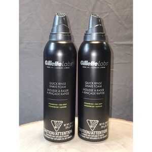 Gillette Labs Men's Quick Rinse Shave Foam Vitamin B3 & Sea Kelp 8.1 Oz~Lot Of 2